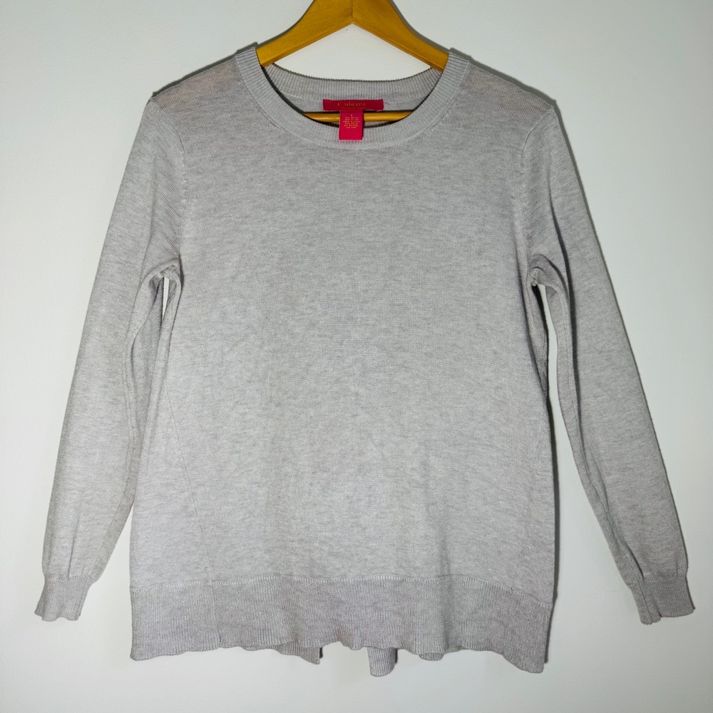 Catherine Malandrino gray bow back sweater long sleeve‎ soft knit size small - Picture 2 of 8